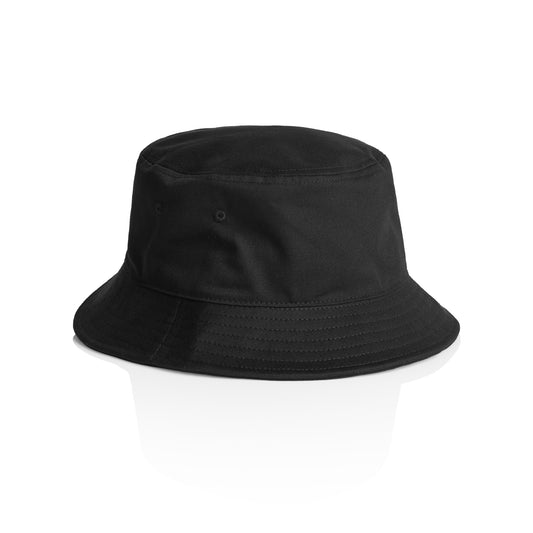 Black bucket hat on a white background