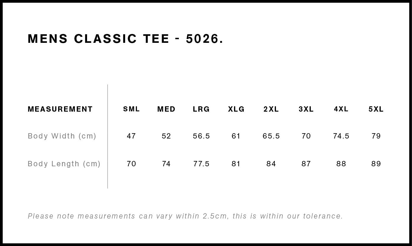 Classic short sleeved Tee Shirt (Large back Print, small front print)