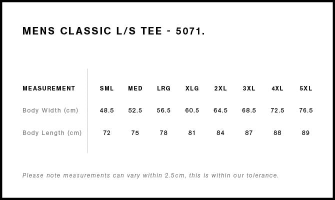 Classic Long Sleeve T-Shirt (Large back Print, small front print)
