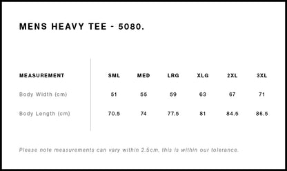 Heavy T-Shirt (Large back Print, small front print)